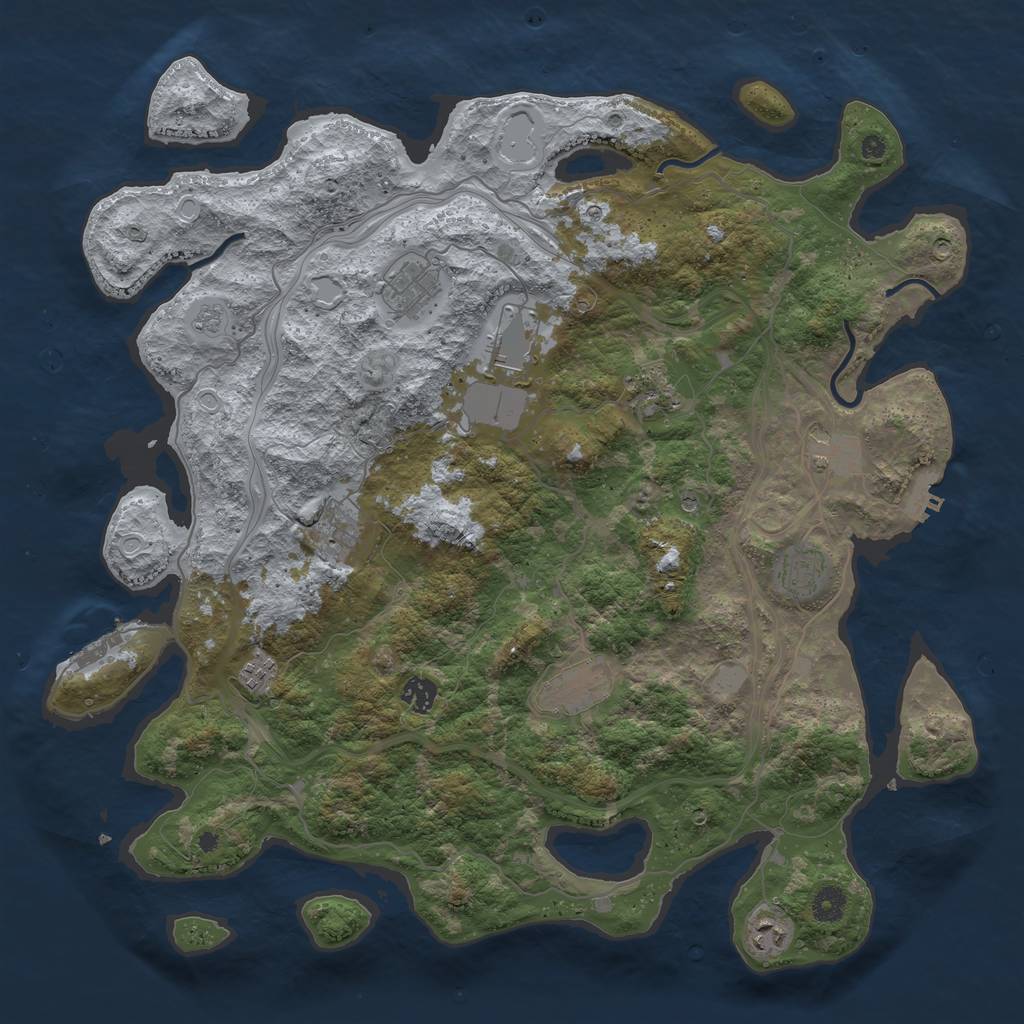 Rust Map: Procedural Map, Size: 4350, Seed: 1224358808, 19 Monuments