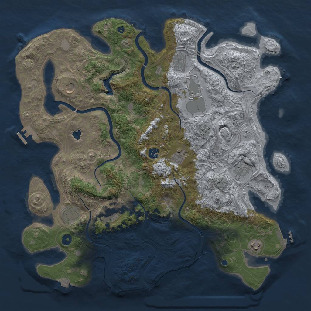 Rust Map: Procedural Map, Size: 4350, Seed: 1383826889, 16 Monuments