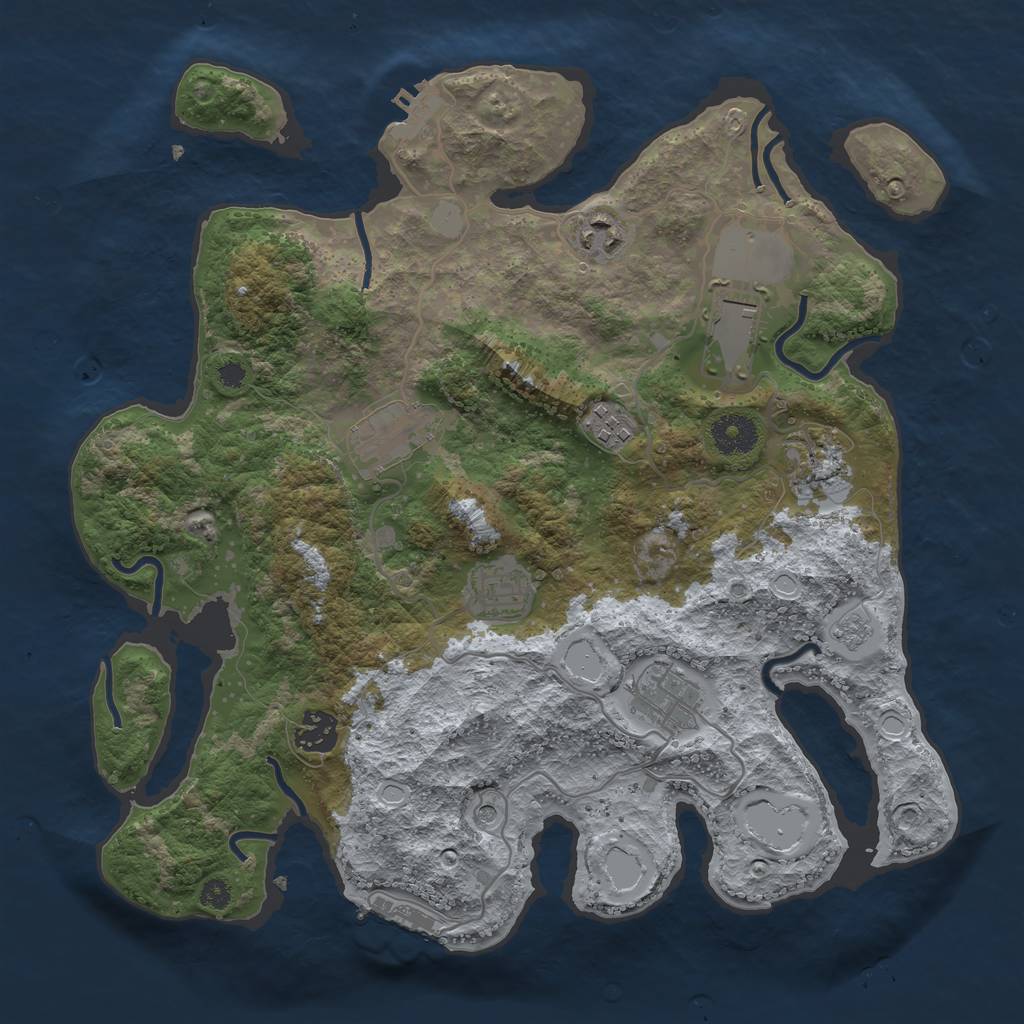 Rust Map: Procedural Map, Size: 3500, Seed: 52585087, 17 Monuments
