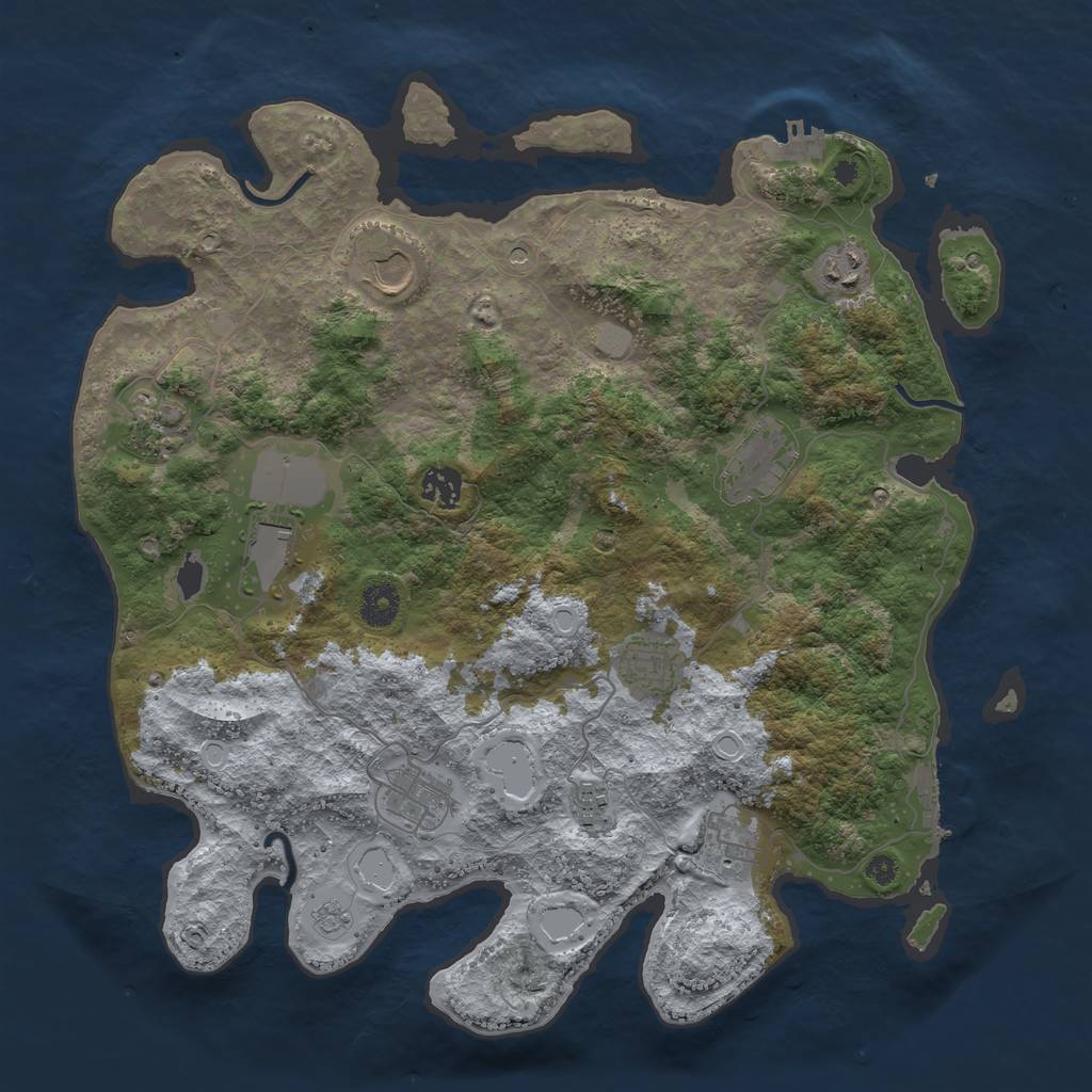 Rust Map: Procedural Map, Size: 3850, Seed: 56794617, 19 Monuments
