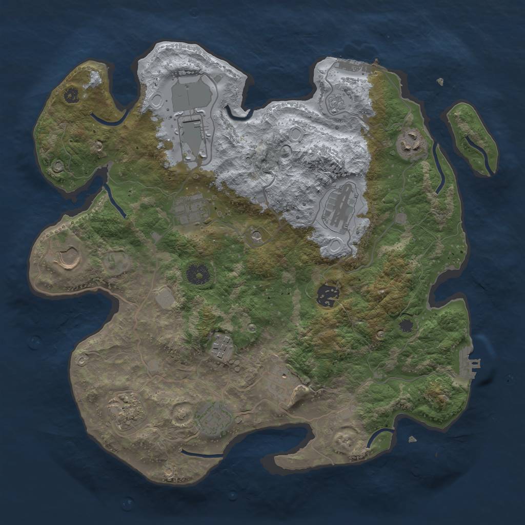 Rust Map: Procedural Map, Size: 3500, Seed: 1346847086, 19 Monuments