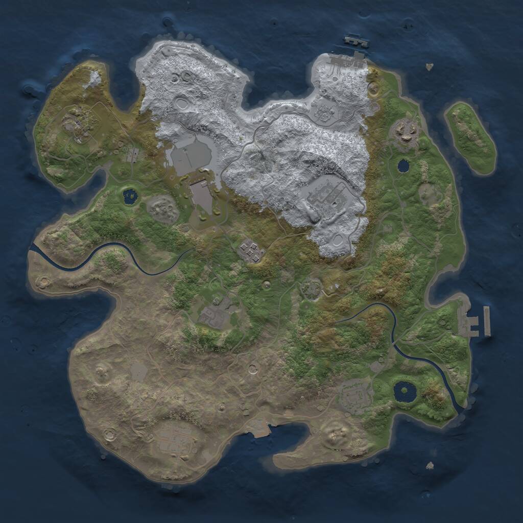 Rust Map: Procedural Map, Size: 3500, Seed: 1346847086, 14 Monuments