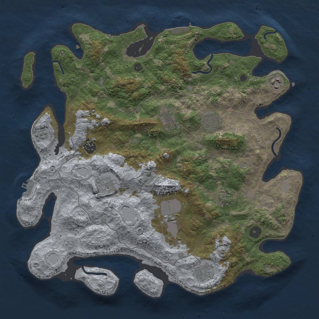 Rust Map: Procedural Map, Size: 4000, Seed: 1930, 18 Monuments