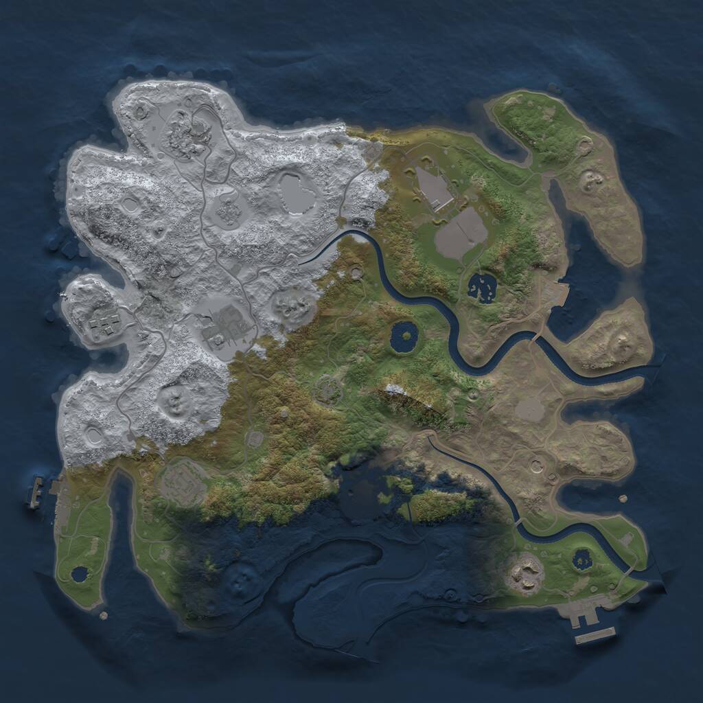 Rust Map: Procedural Map, Size: 3500, Seed: 86506330, 14 Monuments