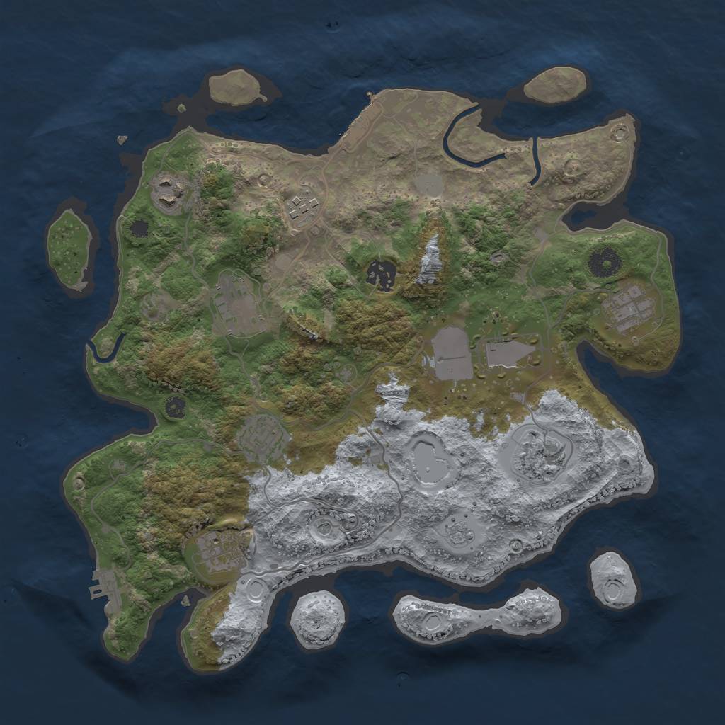 Rust Map: Procedural Map, Size: 3500, Seed: 38325554, 18 Monuments
