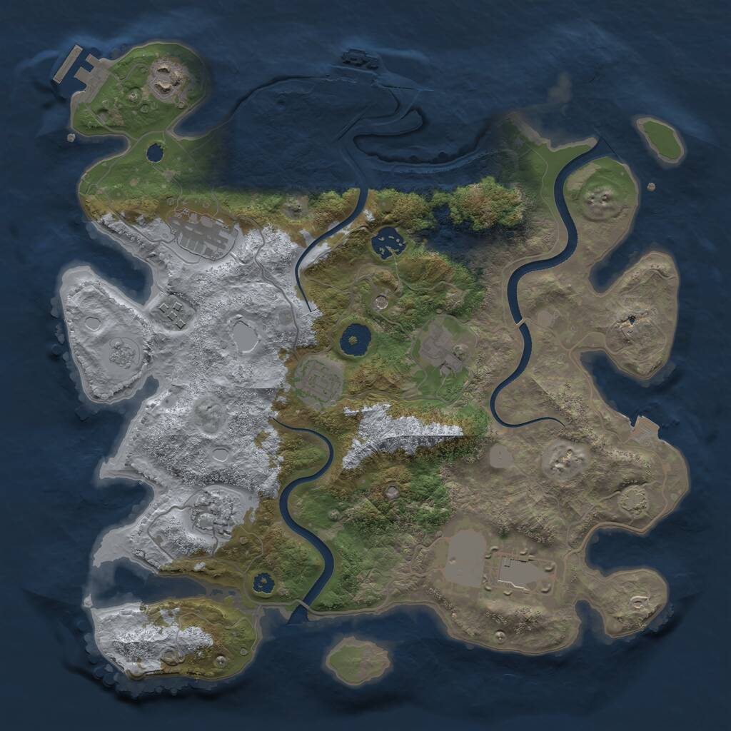 Rust Map: Procedural Map, Size: 3500, Seed: 59104298, 14 Monuments