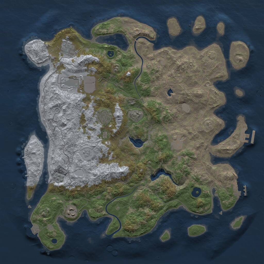Rust Map: Procedural Map, Size: 4000, Seed: 785172473, 12 Monuments