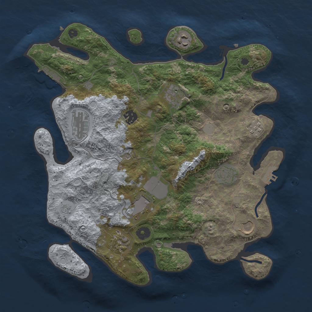 Rust Map: Procedural Map, Size: 3500, Seed: 22854165, 18 Monuments
