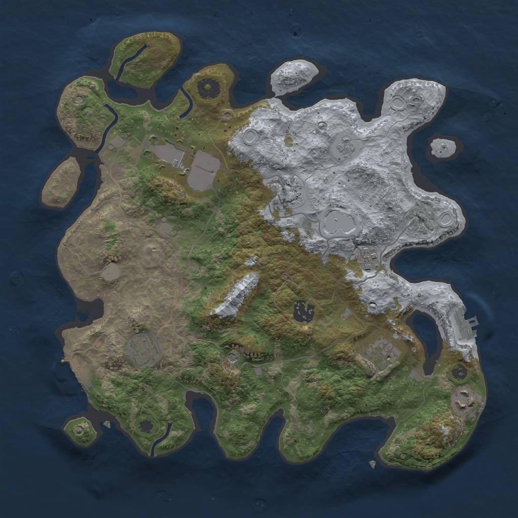 Rust Map: Procedural Map, Size: 3500, Seed: 741374178, 16 Monuments