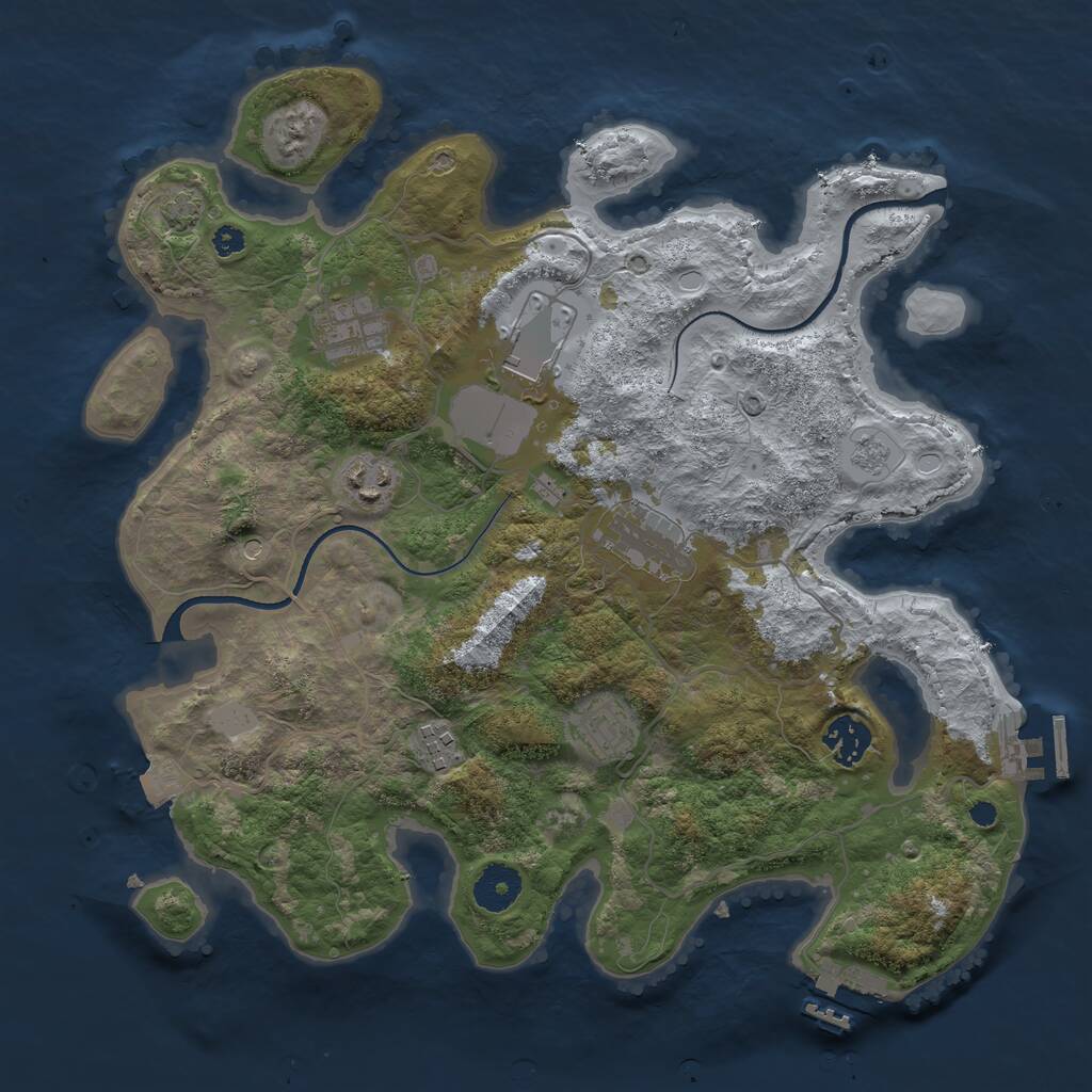 Rust Map: Procedural Map, Size: 3500, Seed: 741374178, 13 Monuments