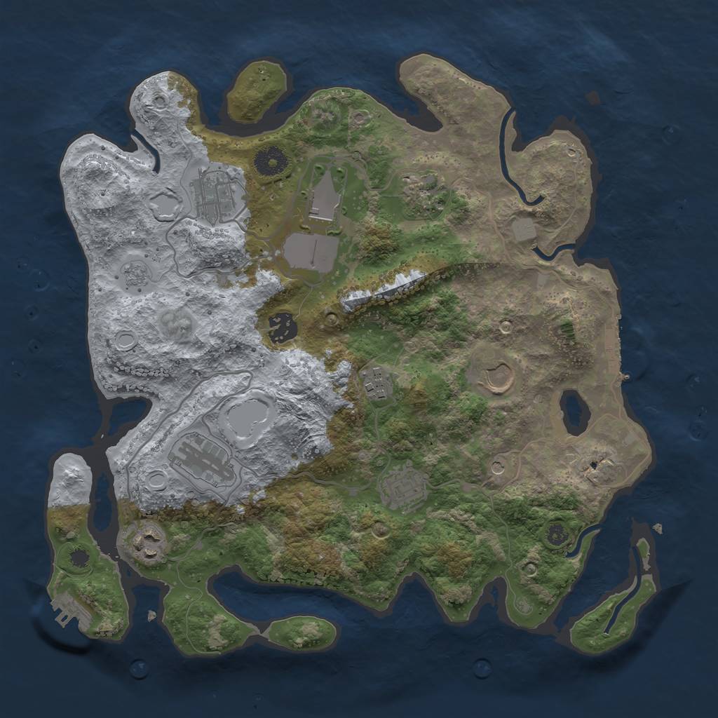 Rust Map: Procedural Map, Size: 3500, Seed: 4177, 18 Monuments