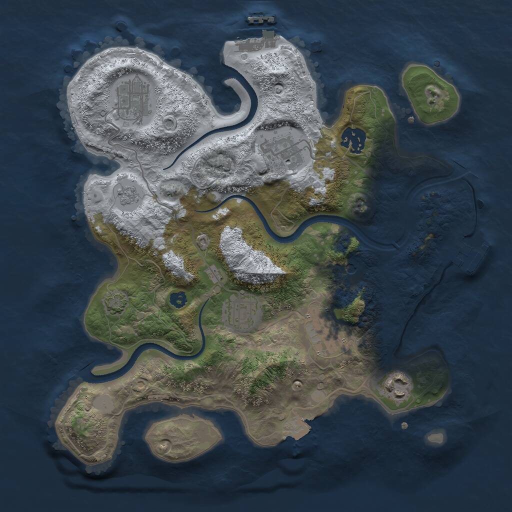 Rust Map: Procedural Map, Size: 3000, Seed: 43297, 12 Monuments