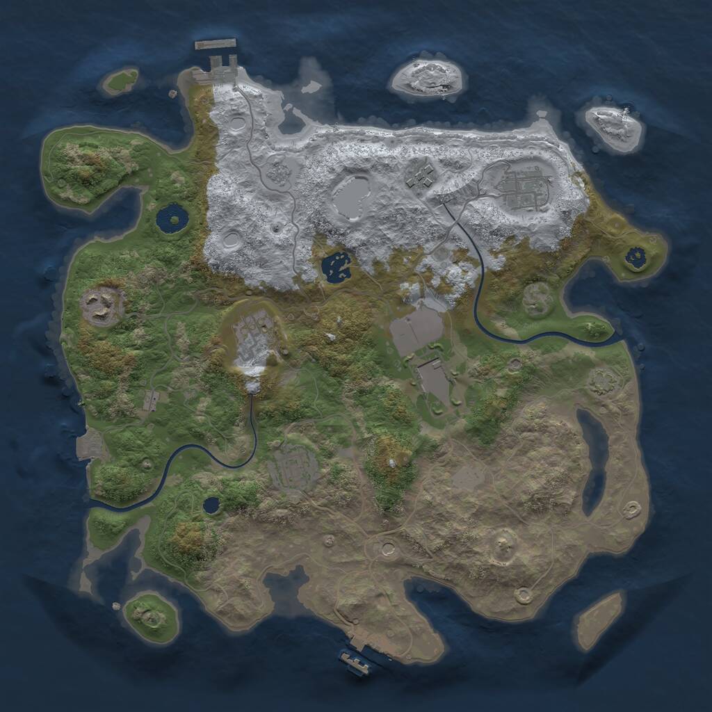 Rust Map: Procedural Map, Size: 3500, Seed: 172212155, 13 Monuments