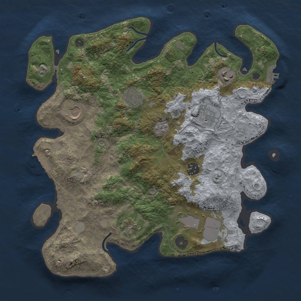 Rust Map: Procedural Map, Size: 3500, Seed: 4678563, 17 Monuments