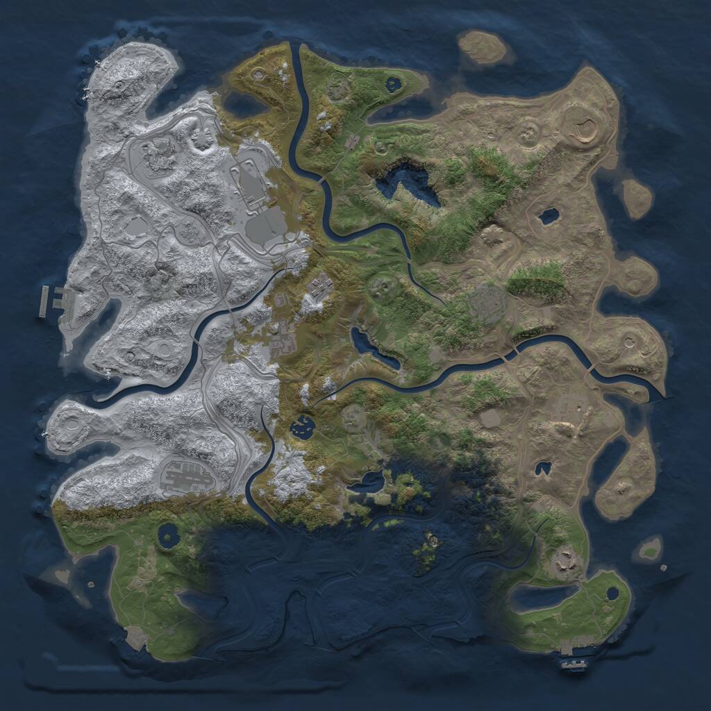 Rust Map: Procedural Map, Size: 4500, Seed: 625116150, 16 Monuments