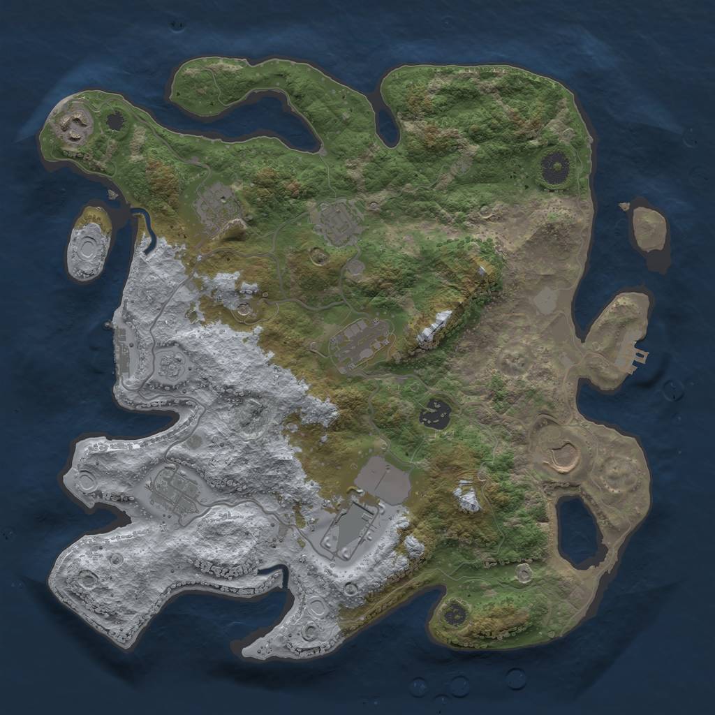 Rust Map: Procedural Map, Size: 3500, Seed: 1123483265, 17 Monuments