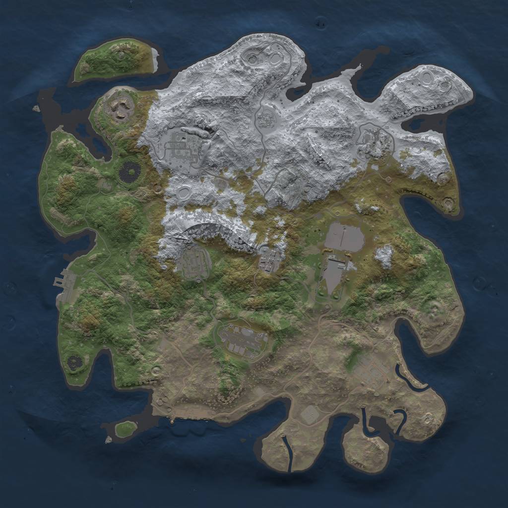 Rust Map: Procedural Map, Size: 3500, Seed: 53160127, 17 Monuments