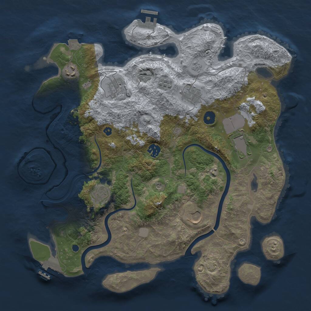 Rust Map: Procedural Map, Size: 3700, Seed: 2146544882, 14 Monuments