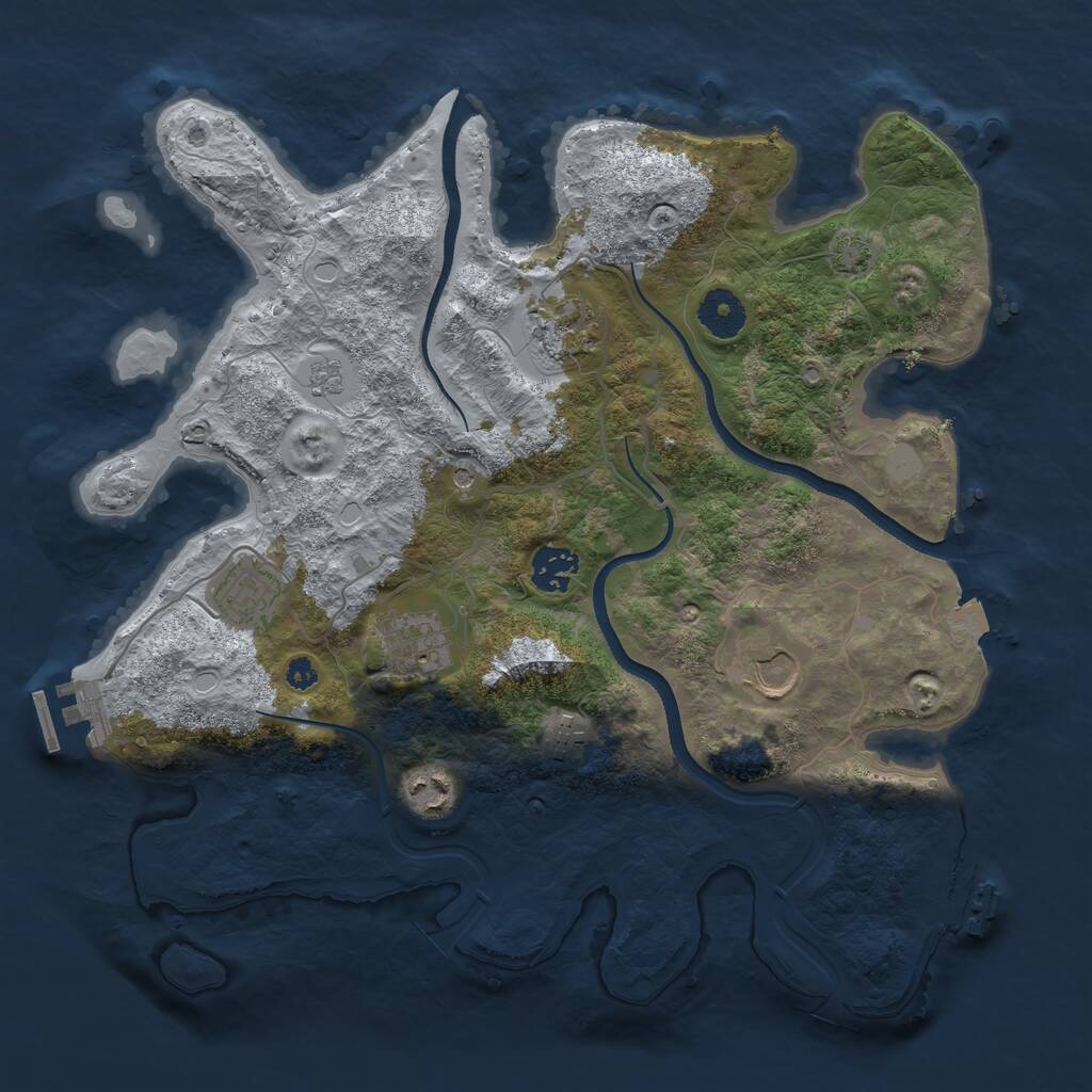 Rust Map: Procedural Map, Size: 3500, Seed: 438259651, 13 Monuments