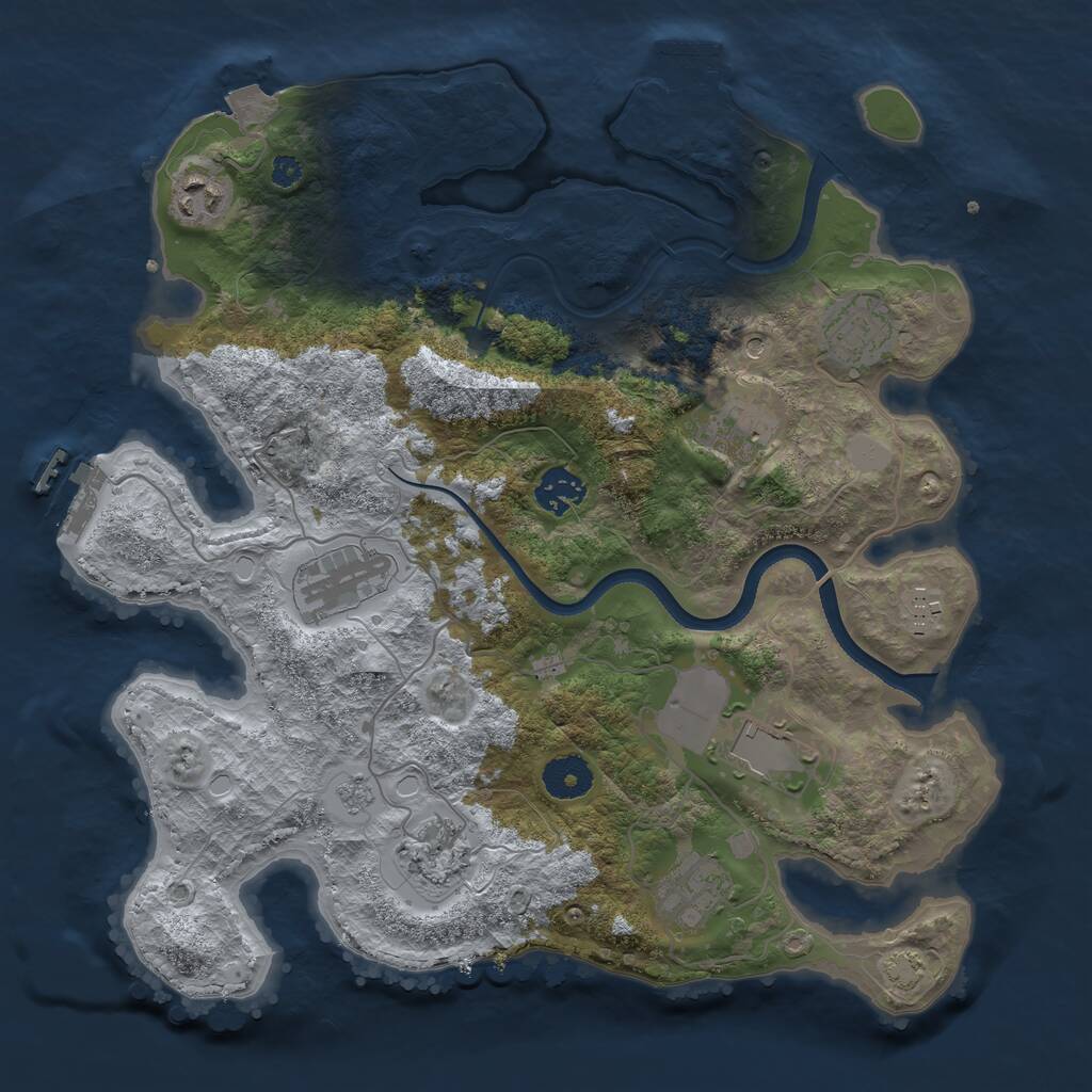 Rust Map: Procedural Map, Size: 3500, Seed: 1991265533, 15 Monuments