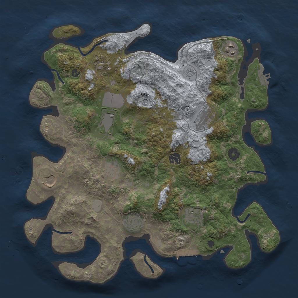 Rust Map: Procedural Map, Size: 3700, Seed: 939396625, 18 Monuments