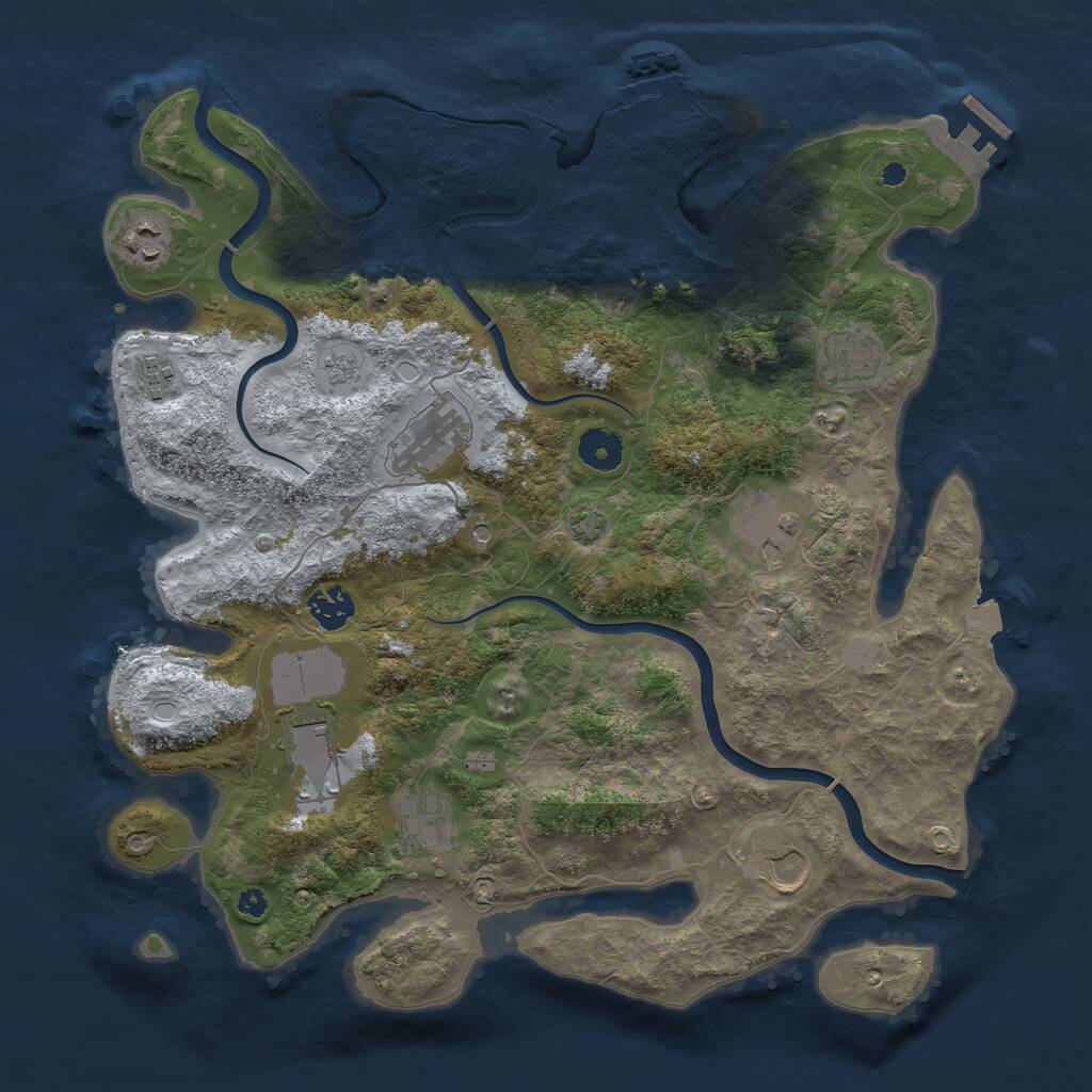Rust Map: Procedural Map, Size: 3800, Seed: 30376077, 15 Monuments