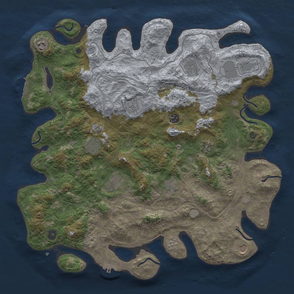 Rust Map: Procedural Map, Size: 4500, Seed: 420692543, 20 Monuments