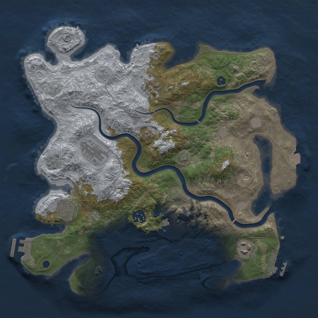 Rust Map: Procedural Map, Size: 3500, Seed: 1323392115, 13 Monuments
