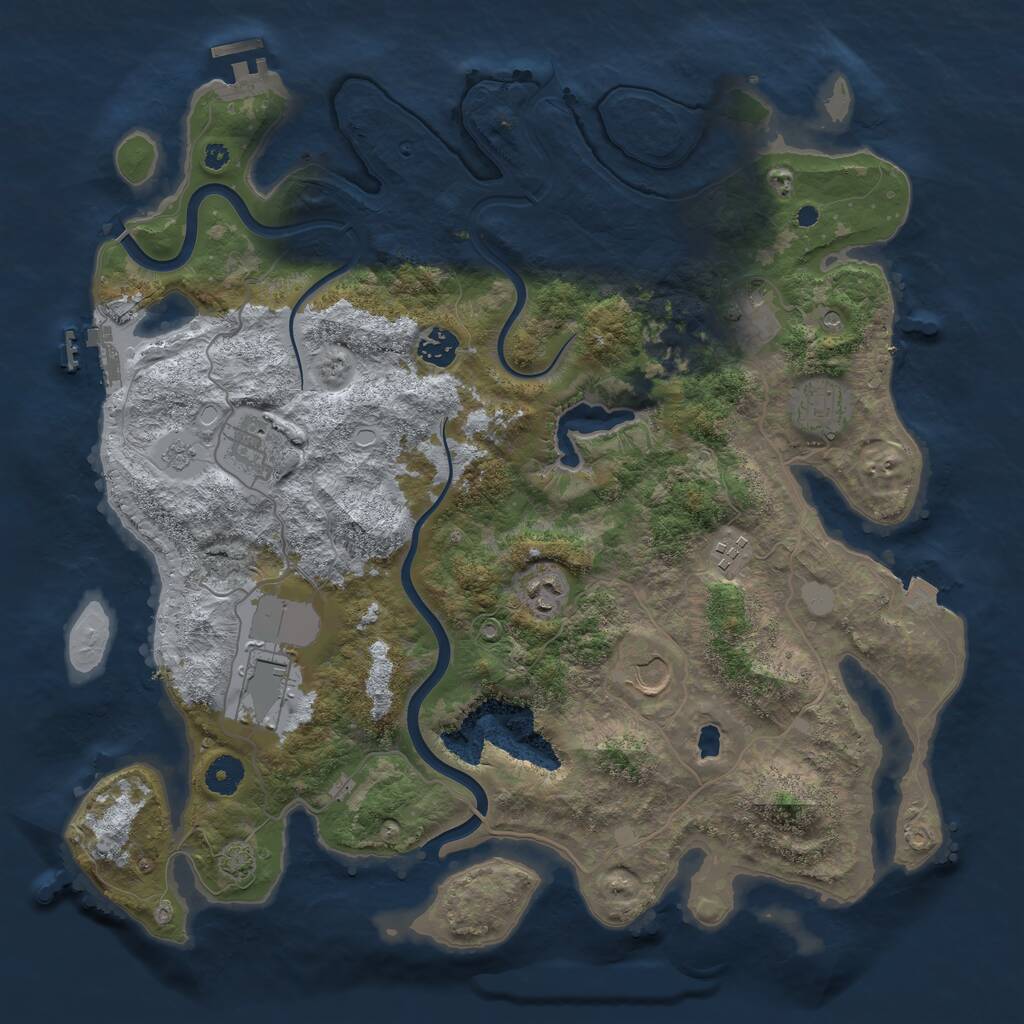 Rust Map: Procedural Map, Size: 4000, Seed: 23221, 14 Monuments