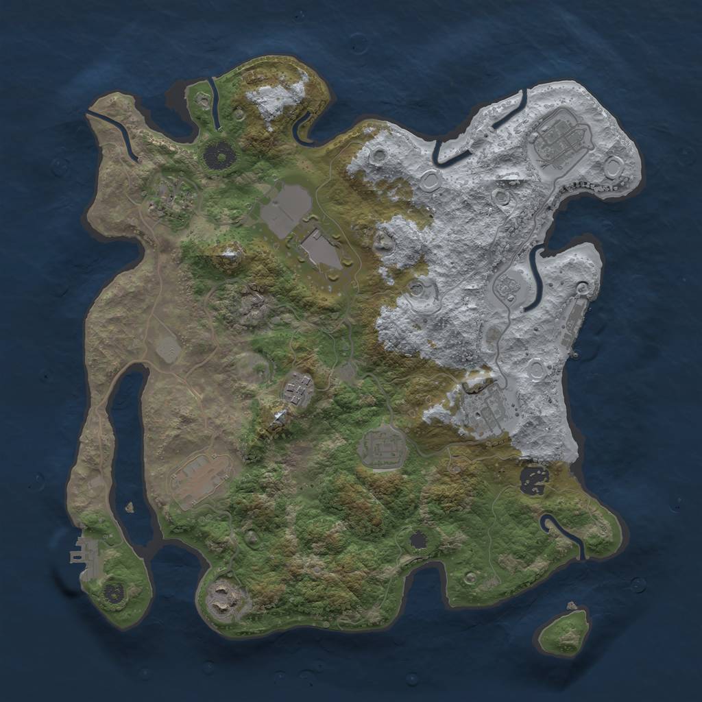 Rust Map: Procedural Map, Size: 3500, Seed: 56543397, 18 Monuments
