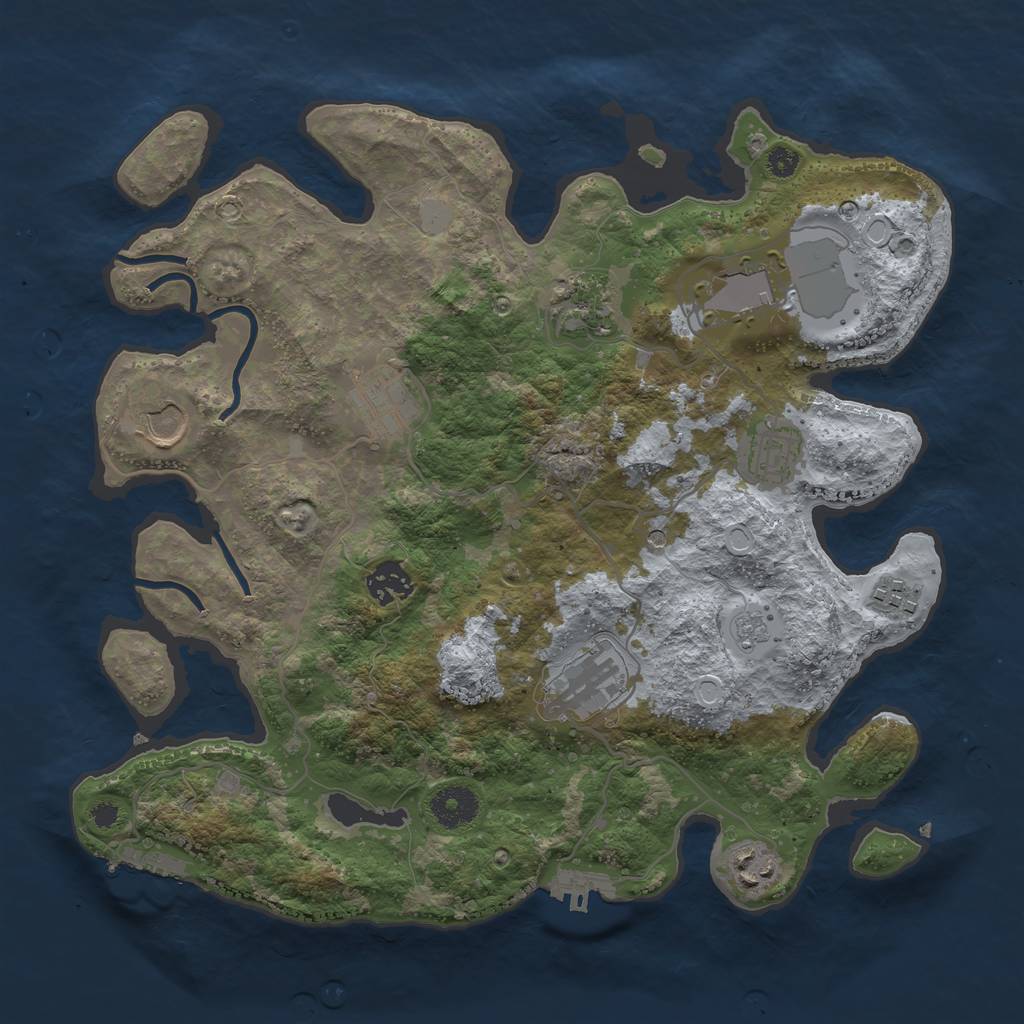 Rust Map: Procedural Map, Size: 3500, Seed: 59246617, 18 Monuments