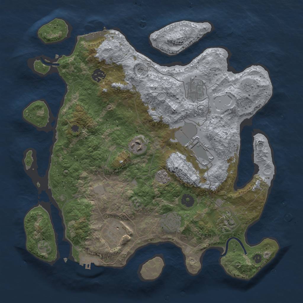 Rust Map: Procedural Map, Size: 3500, Seed: 75397122, 17 Monuments