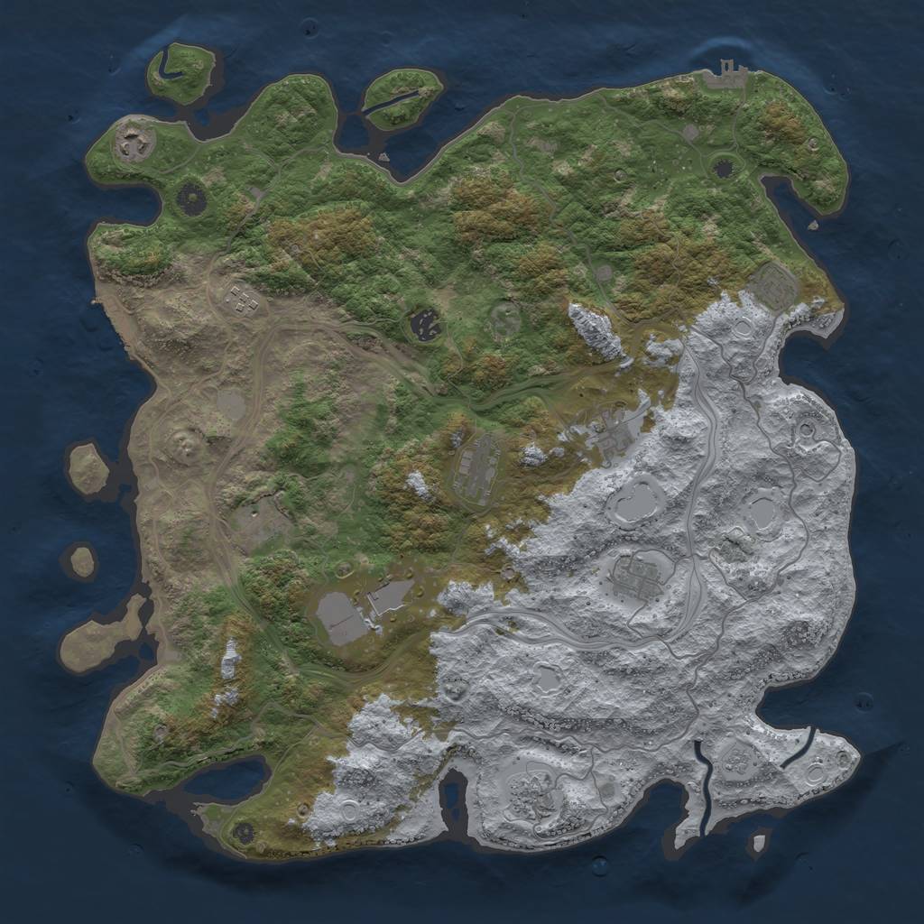 Rust Map: Procedural Map, Size: 4500, Seed: 97669763, 19 Monuments