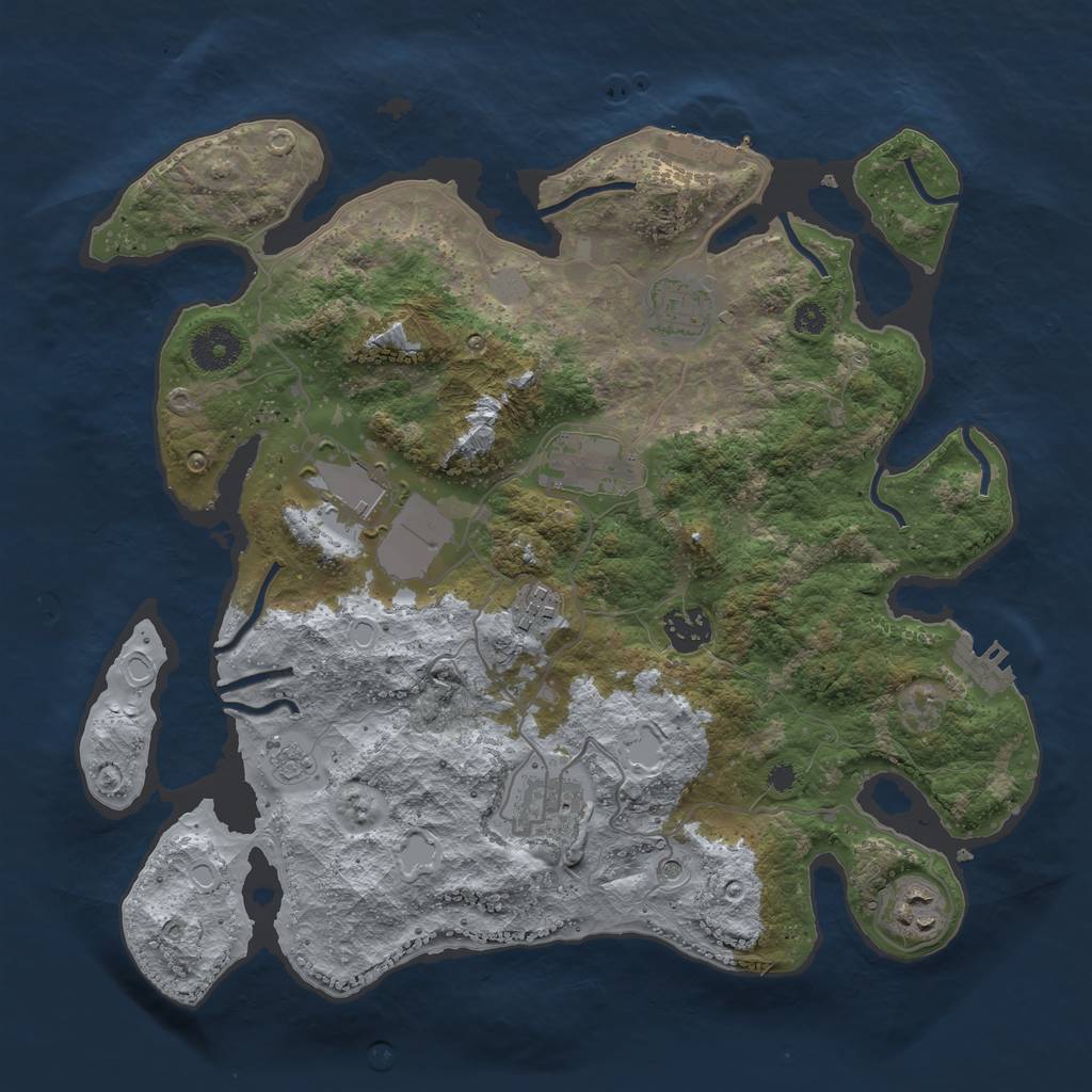 Rust Map: Procedural Map, Size: 3500, Seed: 1538623, 14 Monuments