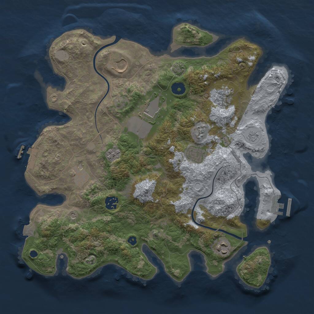 Rust Map: Procedural Map, Size: 3500, Seed: 1008891239, 14 Monuments