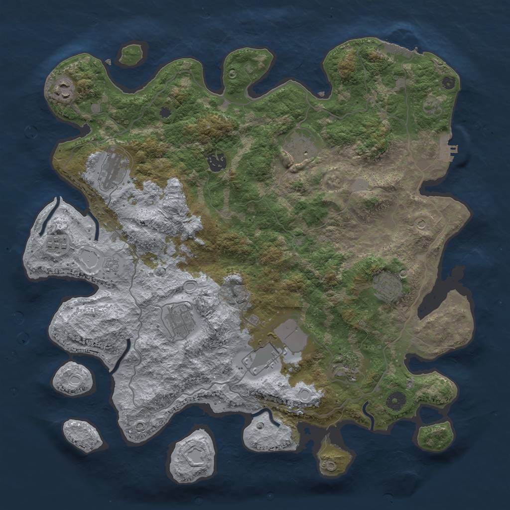 Rust Map: Procedural Map, Size: 4000, Seed: 990206, 16 Monuments