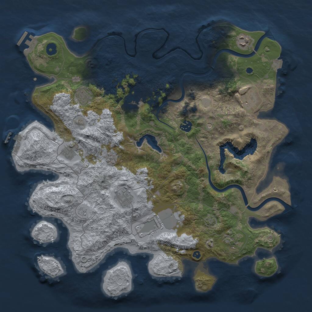 Rust Map: Procedural Map, Size: 4000, Seed: 990206, 16 Monuments