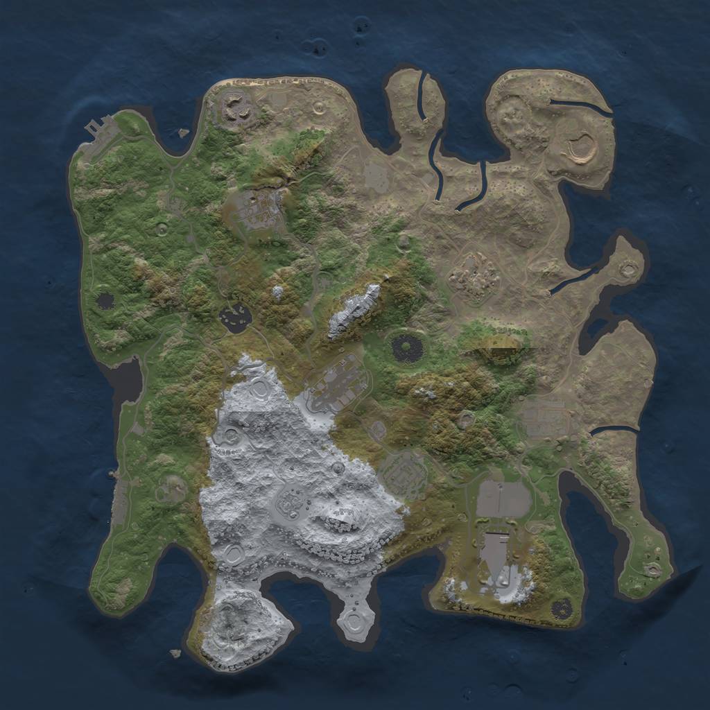 Rust Map: Procedural Map, Size: 3500, Seed: 77491679, 18 Monuments