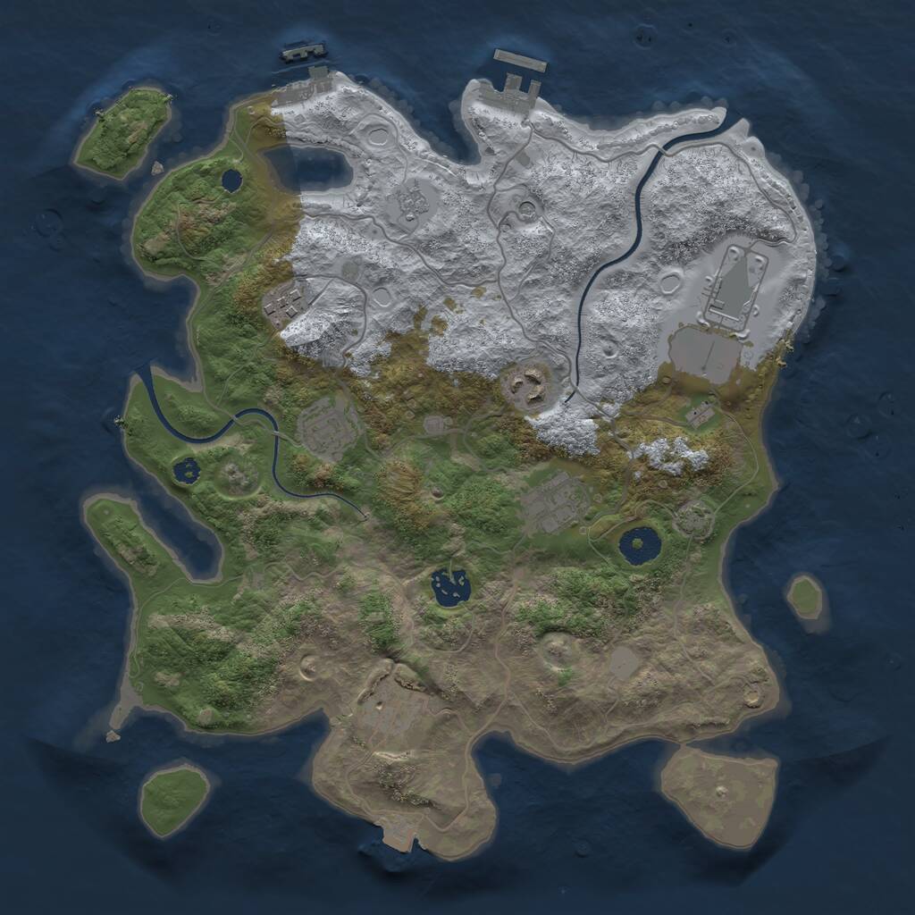 Rust Map: Procedural Map, Size: 3500, Seed: 76442314, 13 Monuments