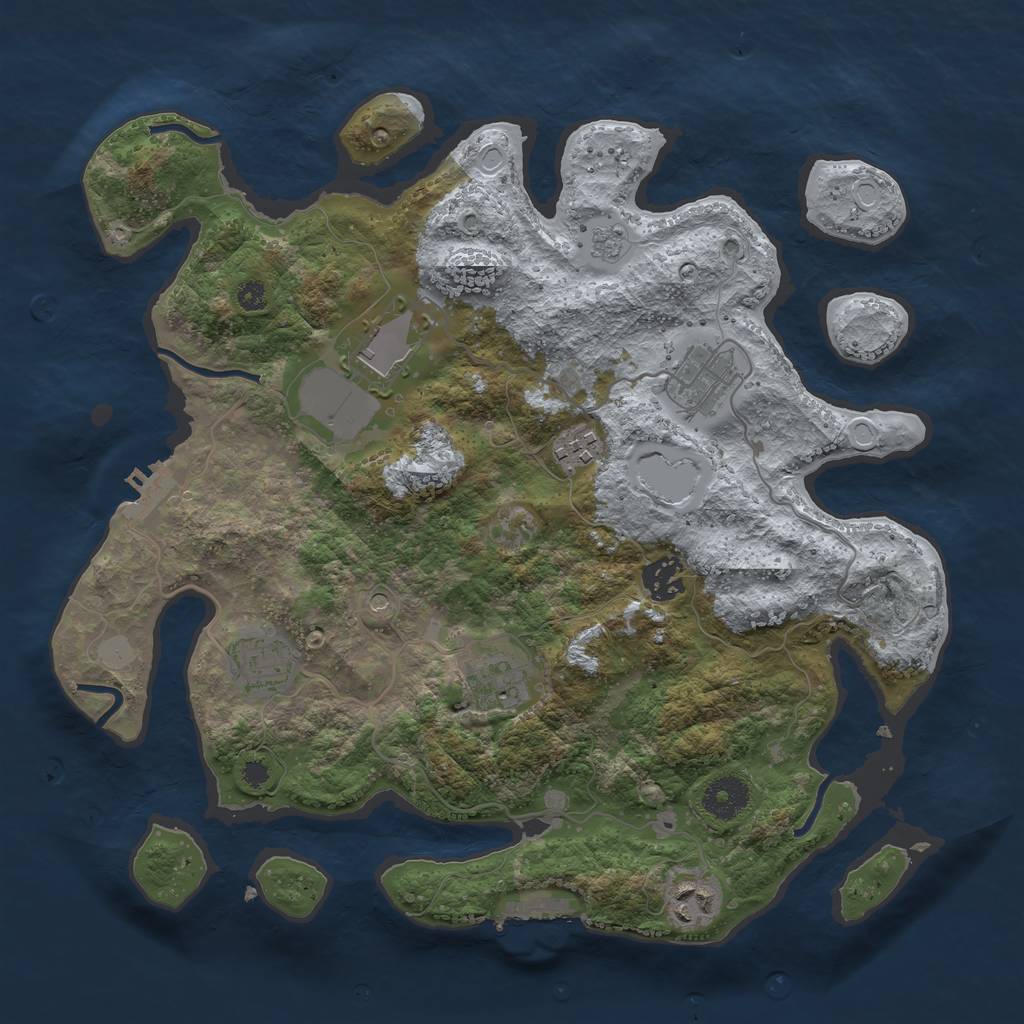 Rust Map: Procedural Map, Size: 3500, Seed: 31710157, 16 Monuments