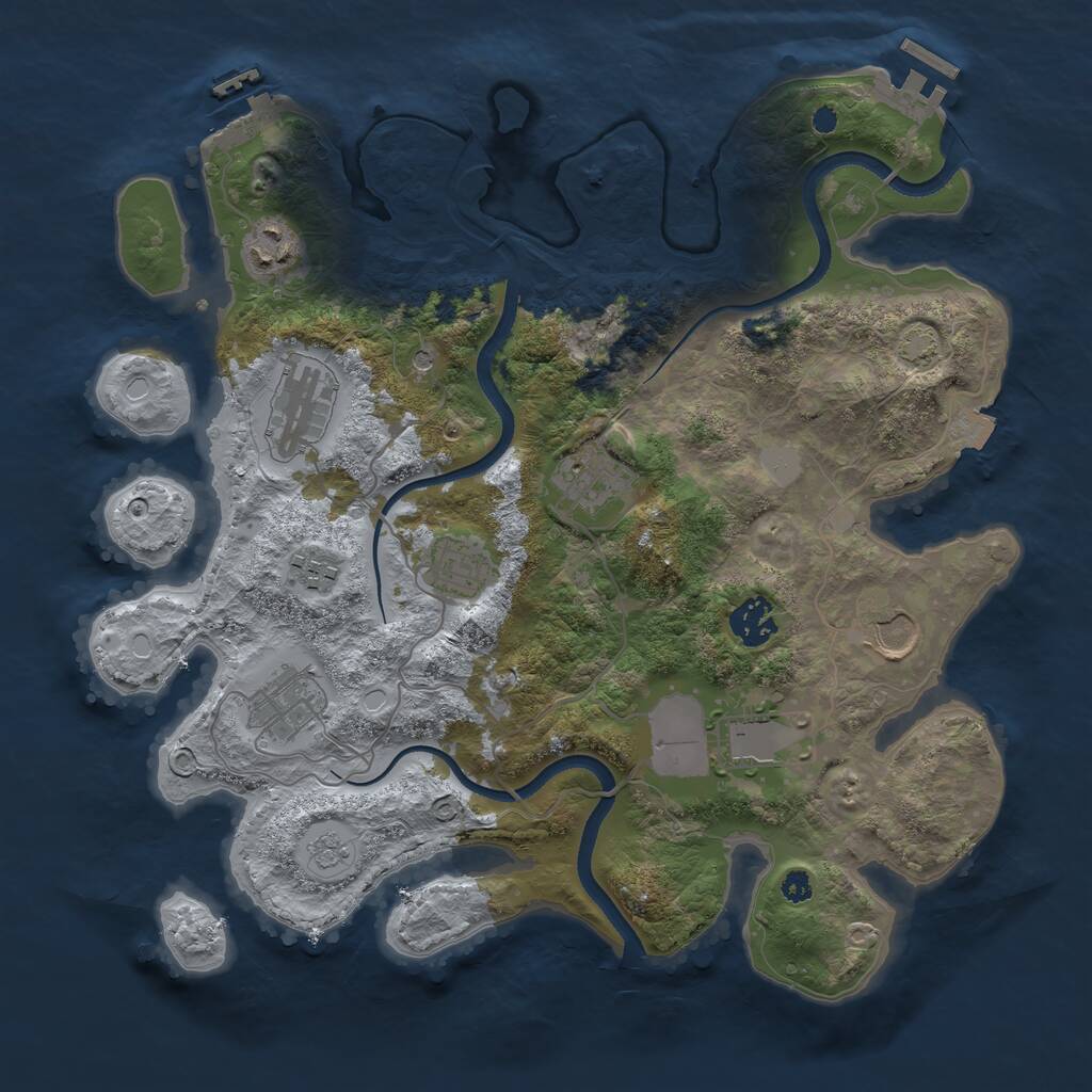 Rust Map: Procedural Map, Size: 3500, Seed: 63740428, 15 Monuments