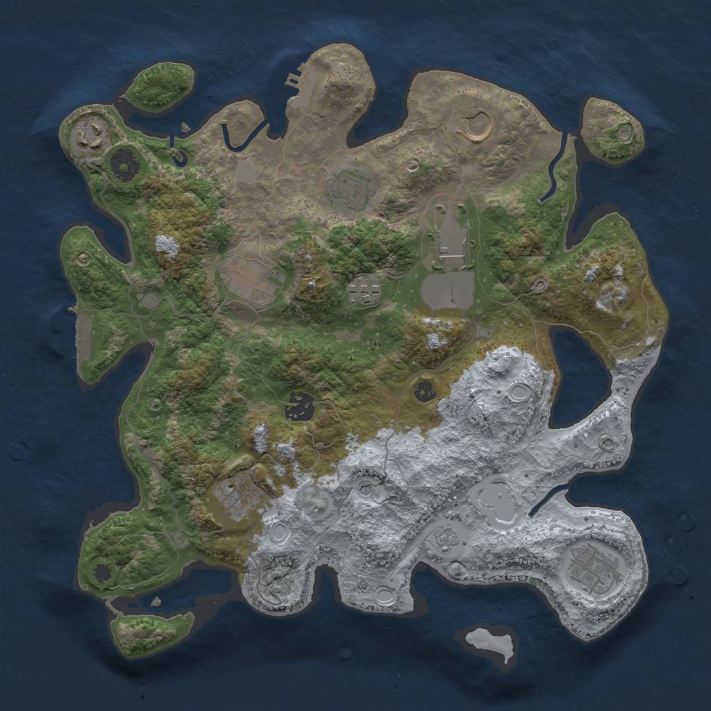 Rust Map: Procedural Map, Size: 3500, Seed: 712931603, 18 Monuments