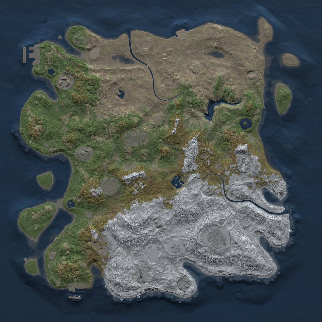 Rust Map: Procedural Map, Size: 4000, Seed: 1985, 14 Monuments
