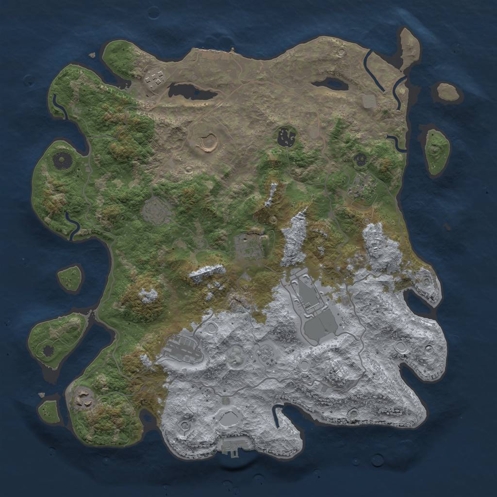 Rust Map: Procedural Map, Size: 4000, Seed: 1985, 18 Monuments