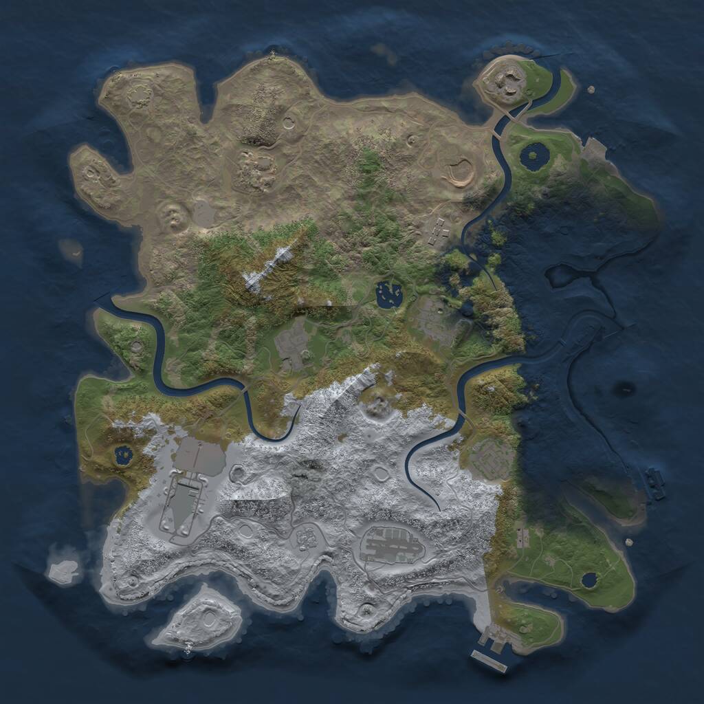 Rust Map: Procedural Map, Size: 3750, Seed: 474029428, 16 Monuments