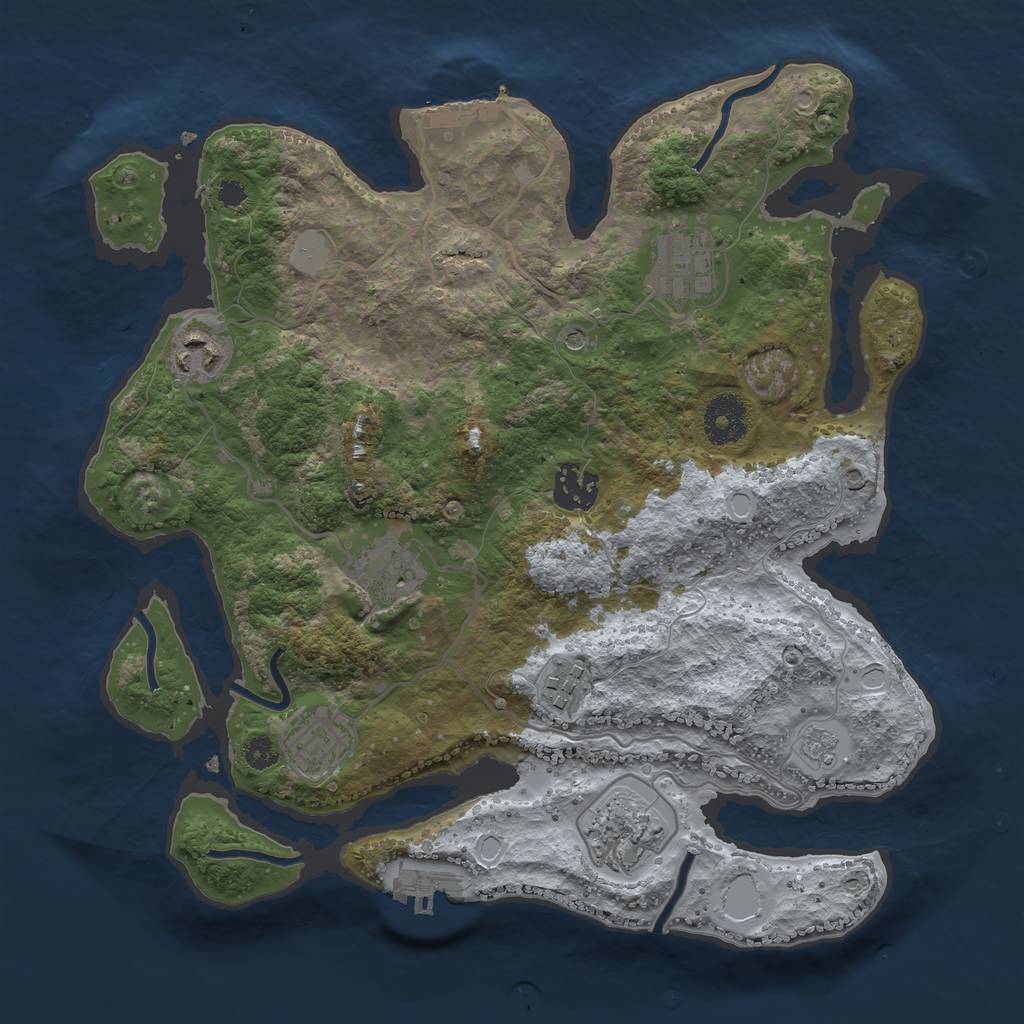 Rust Map: Procedural Map, Size: 3250, Seed: 114, 16 Monuments