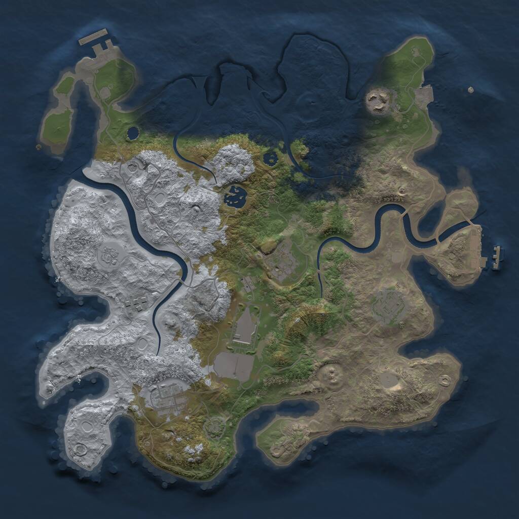 Rust Map: Procedural Map, Size: 3500, Seed: 1921454115, 13 Monuments