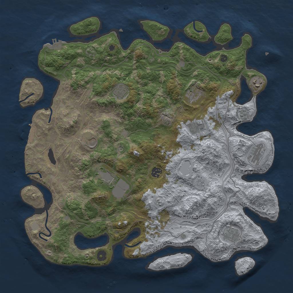 Rust Map: Procedural Map, Size: 4250, Seed: 906044703, 19 Monuments