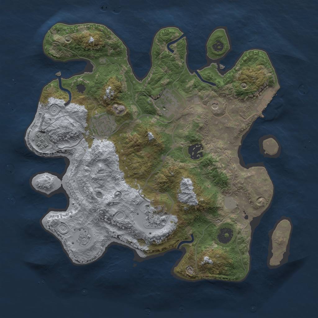 Rust Map: Procedural Map, Size: 3000, Seed: 390308796, 13 Monuments