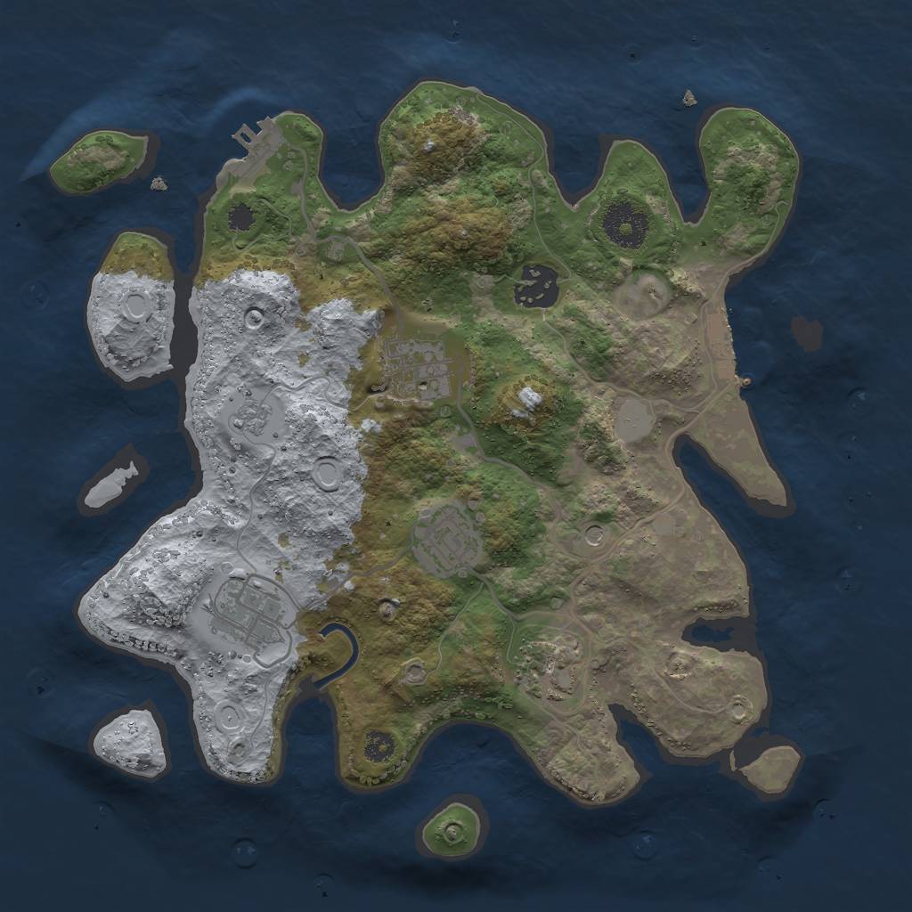 Rust Map: Procedural Map, Size: 3000, Seed: 1189875968, 14 Monuments